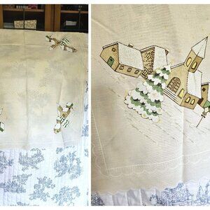 Vintage Square Cotton Winter Themed Tablecloth